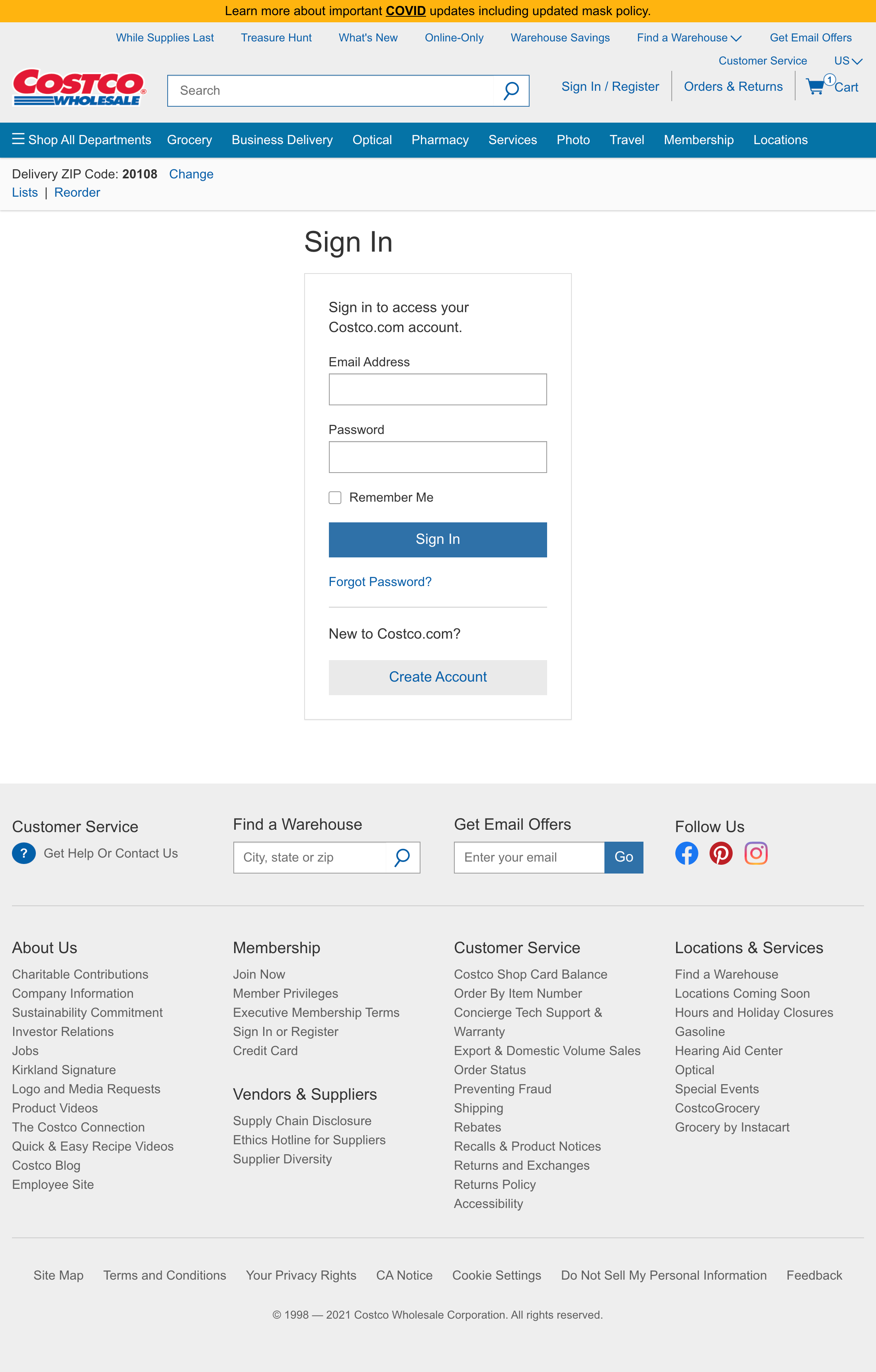 Costco’s Account Selection 219 of 688 Account Selection Examples Baymard Institute