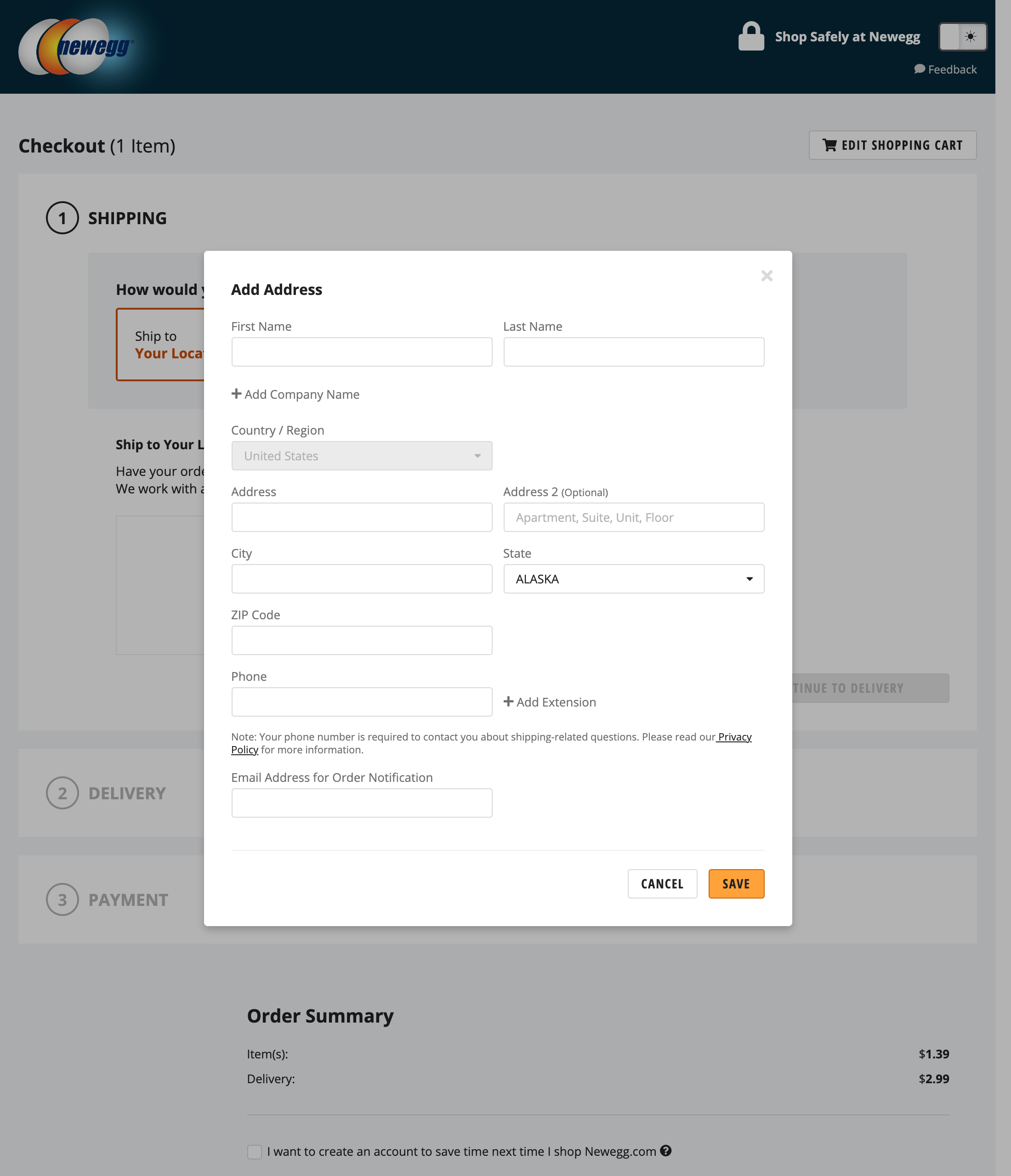 Newegg’s Customer Info & Address 379 of 871 Customer Info & Address
