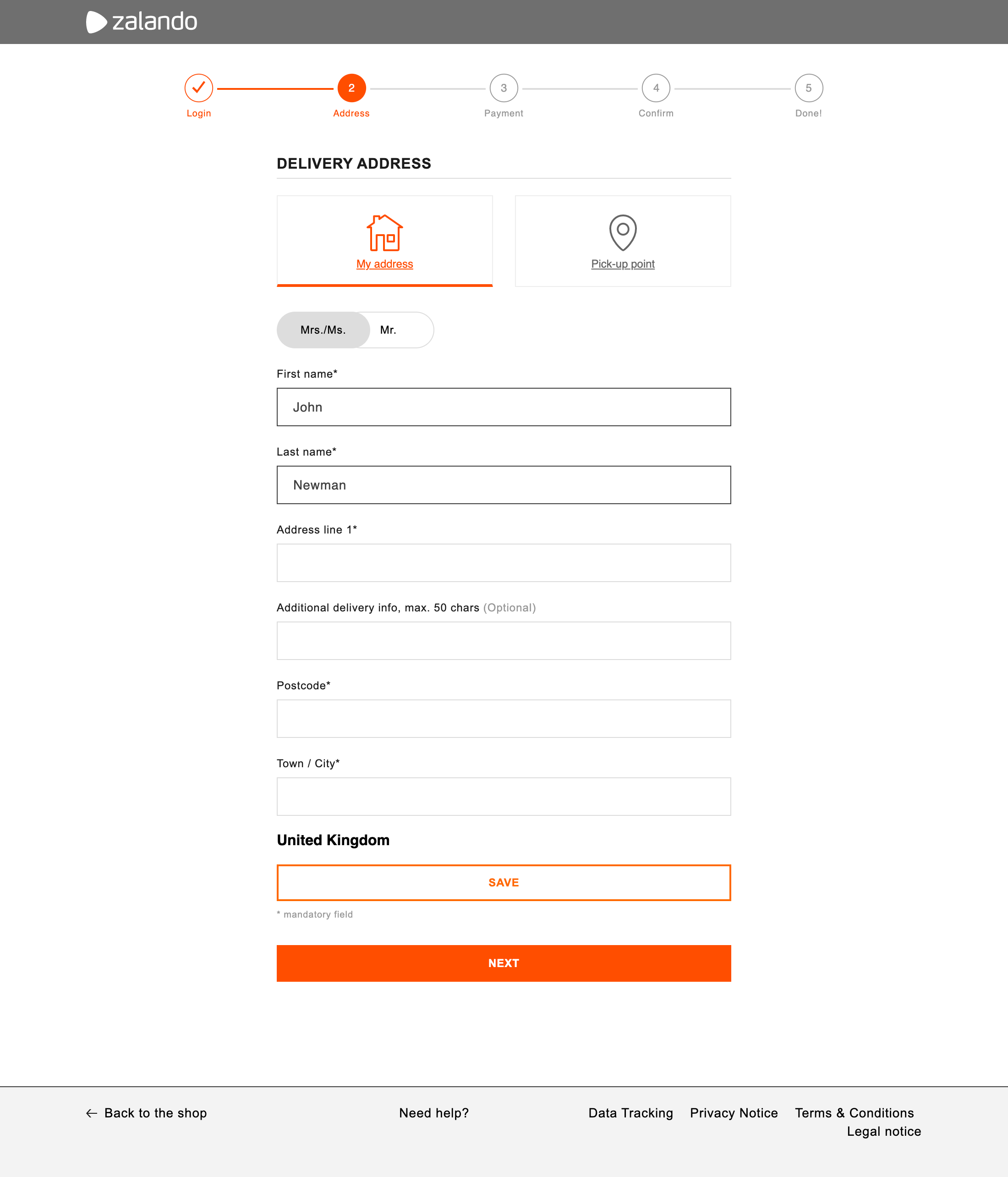 Zalando’s Customer Info & Address 370 of 822 Customer Info & Address