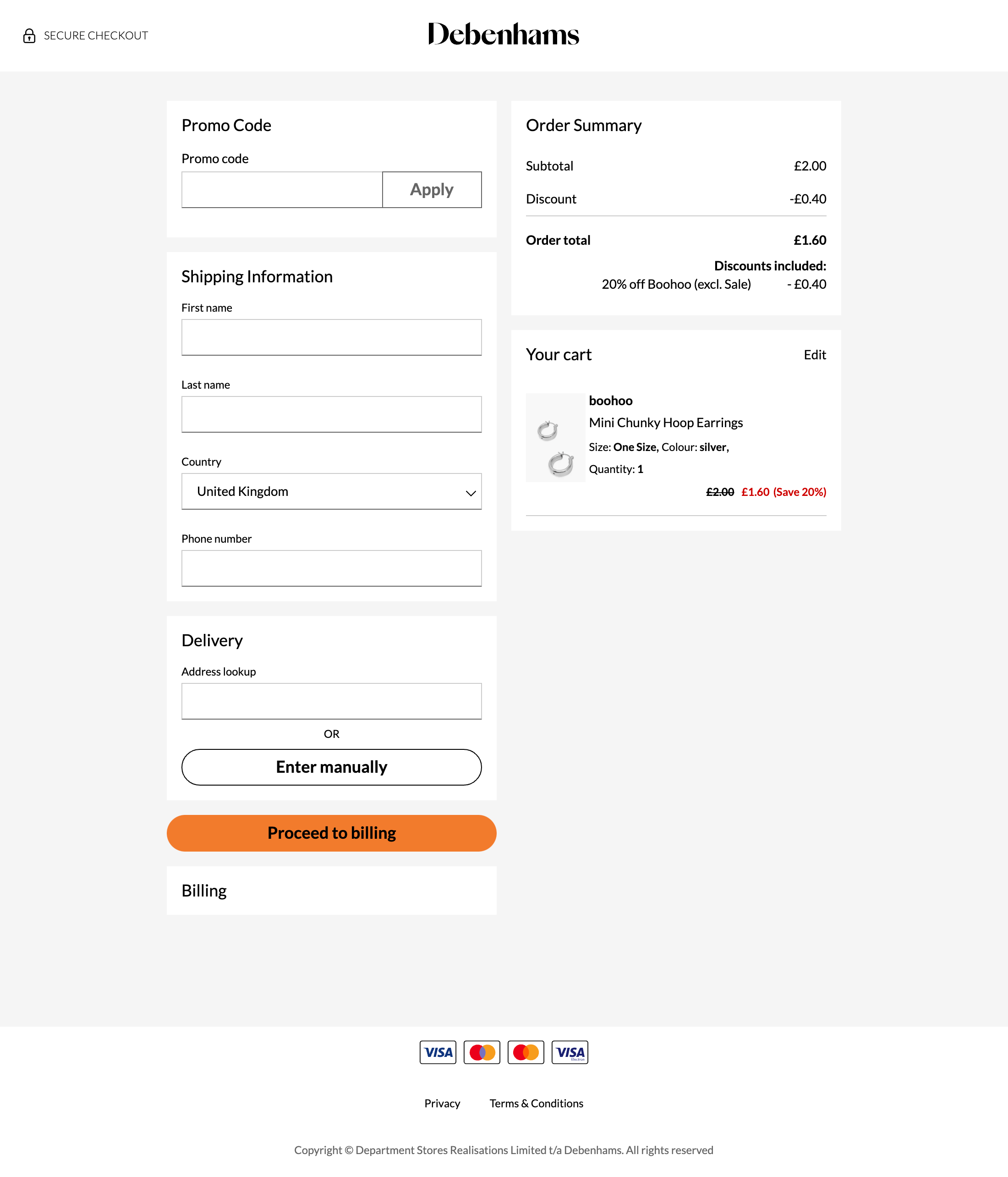 Debenhams’ UX Case Study Baymard Institute