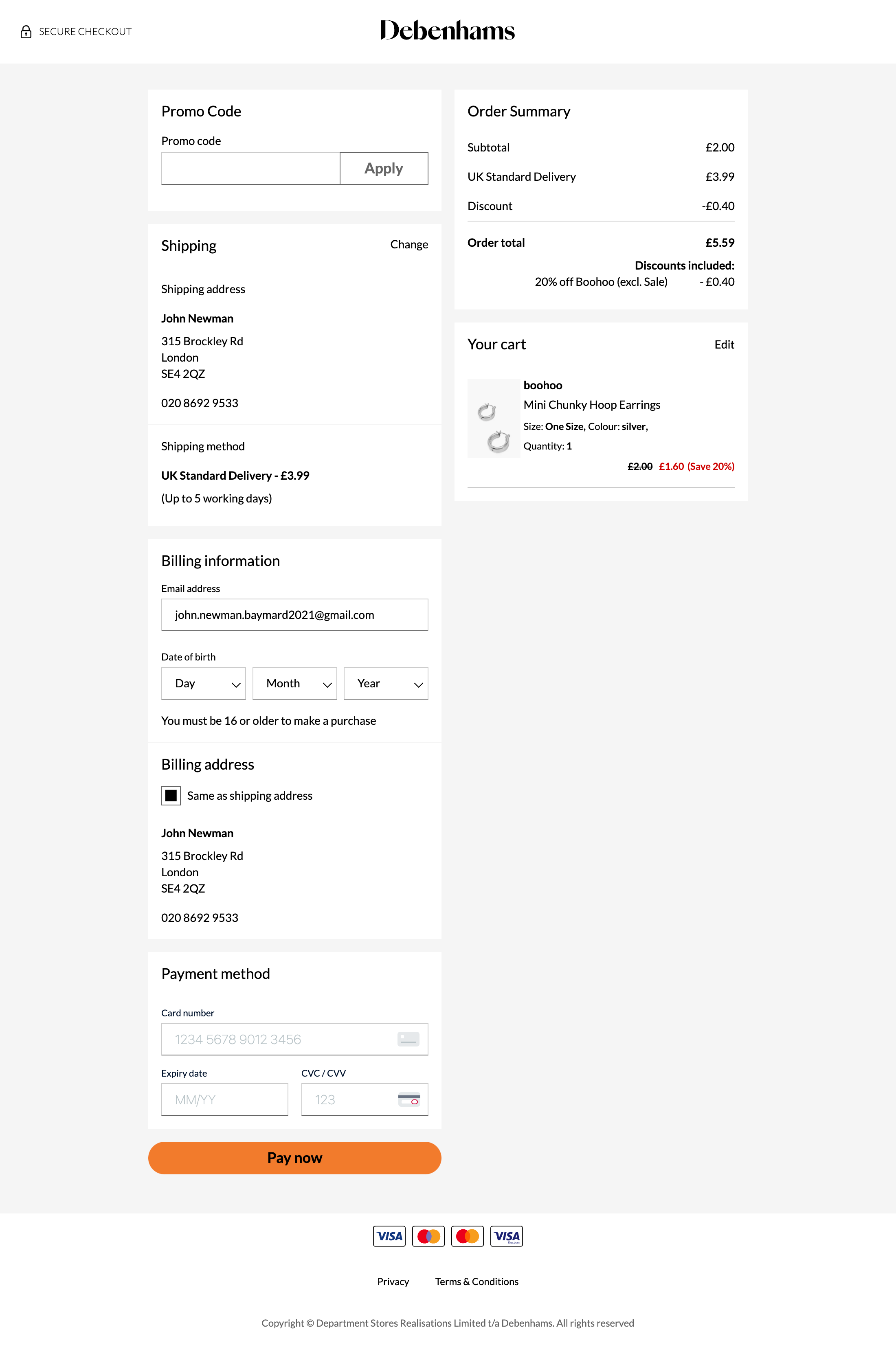 Debenhams’ UX Case Study Baymard Institute