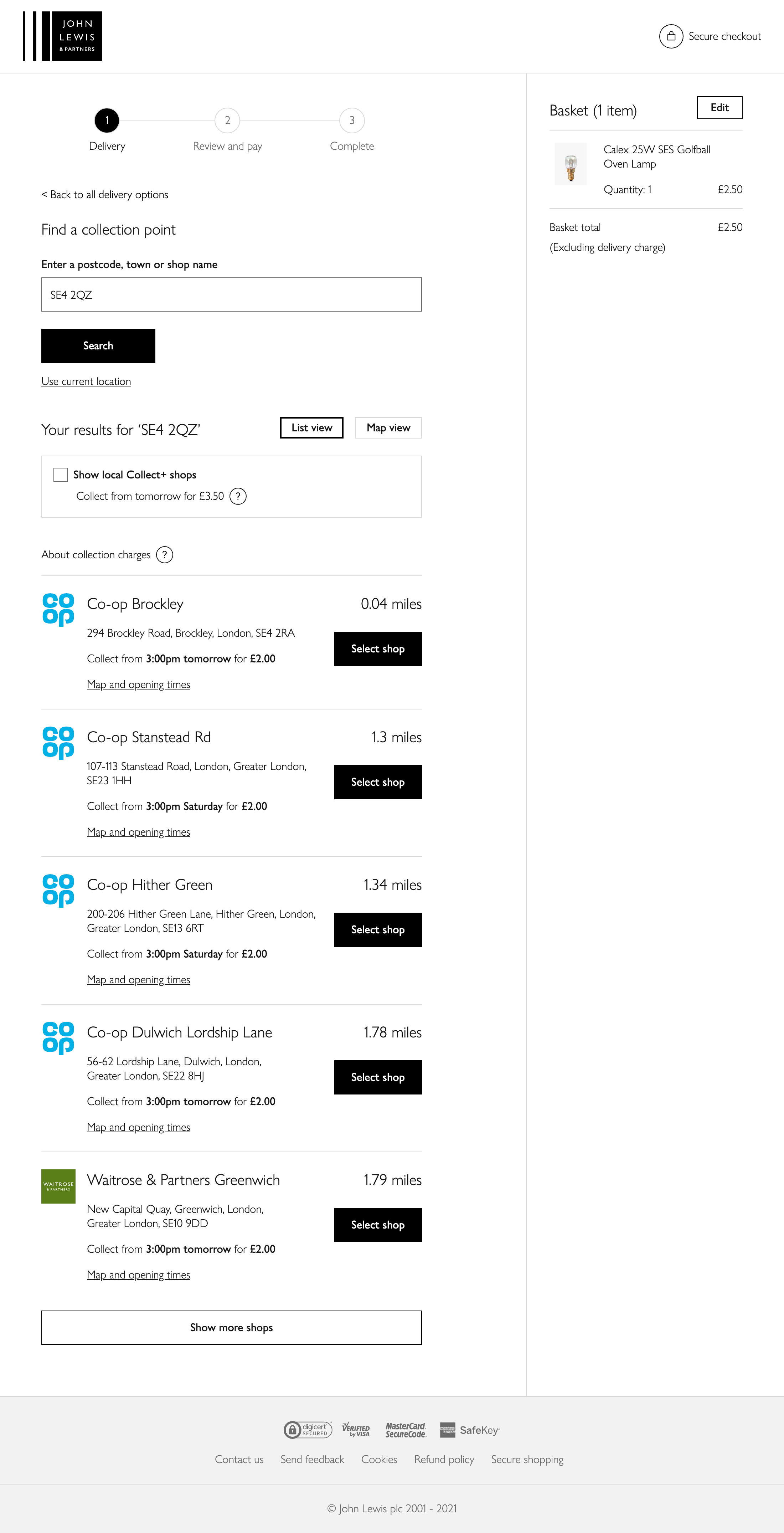 John Lewis’ Store Pickup 55 of 124 Store Pickup Examples Baymard Institute