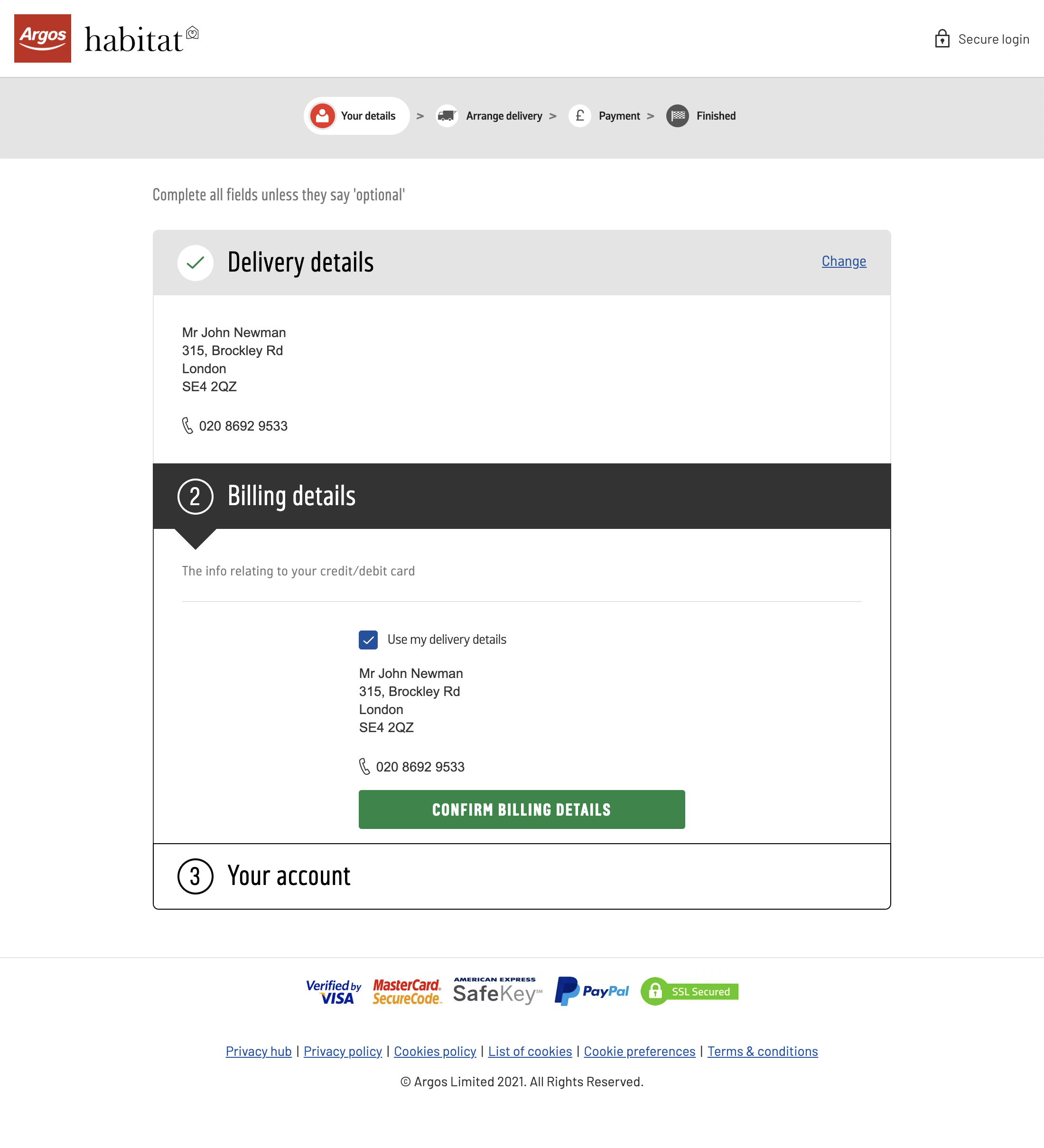 Argos’ Billing Address 301 of 648 Billing Address Examples Baymard