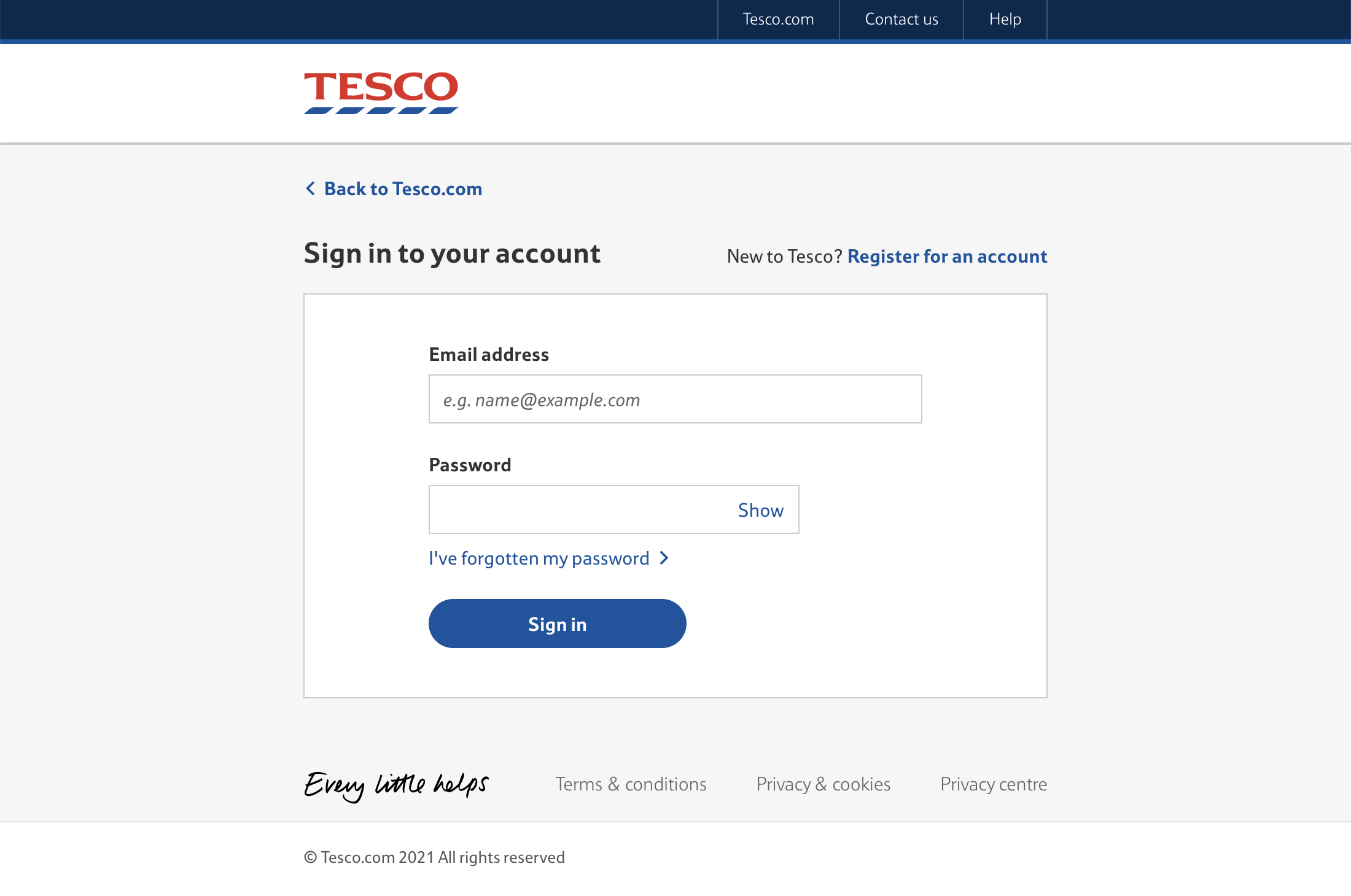 Tesco’s Account Selection 203 of 688 Account Selection Examples