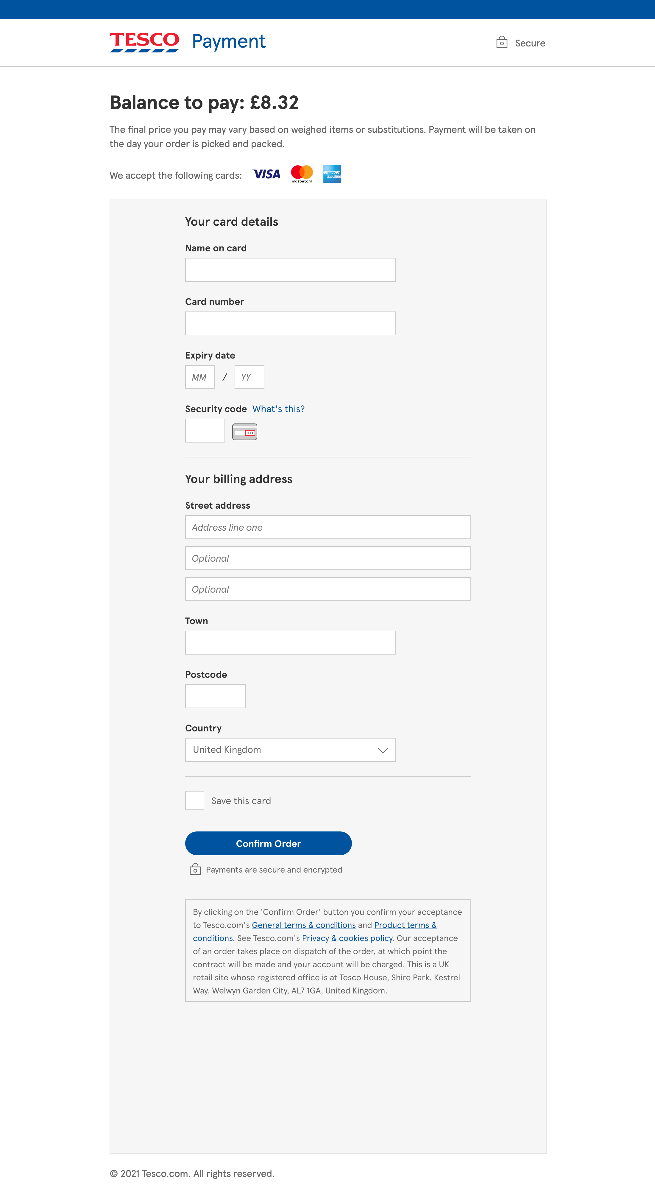 Tesco’s Billing Address 247 of 608 Billing Address Examples Baymard