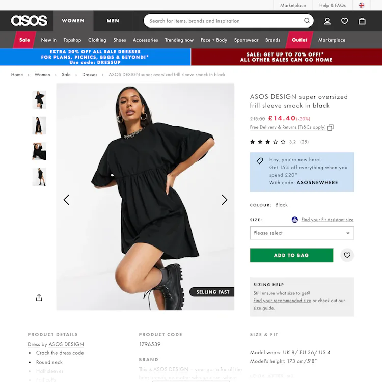ASOS’ E-Commerce UX Case Study – Baymard Institute