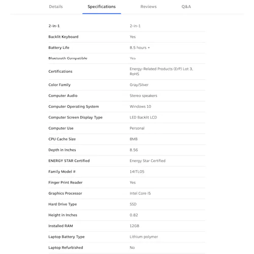 191 ‘Spec Sheet’ Design Examples – Baymard Institute