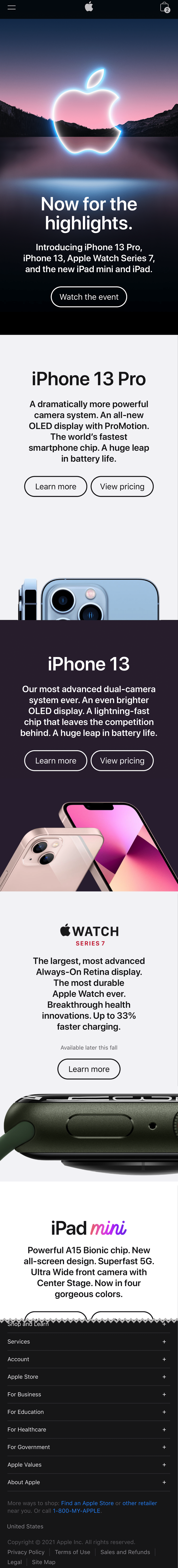 Mobile screenshot of Apple
