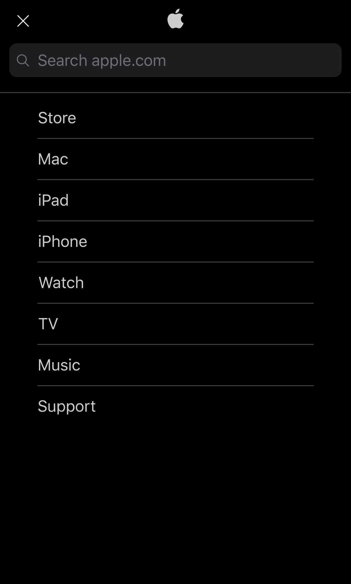Mobile screenshot of Apple