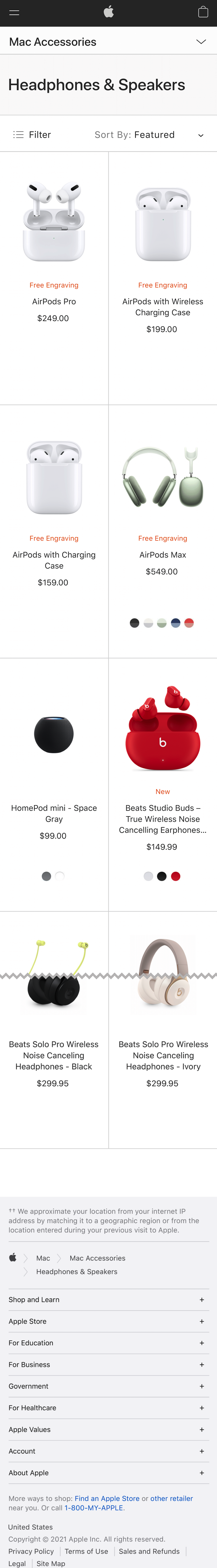 Mobile screenshot of Apple