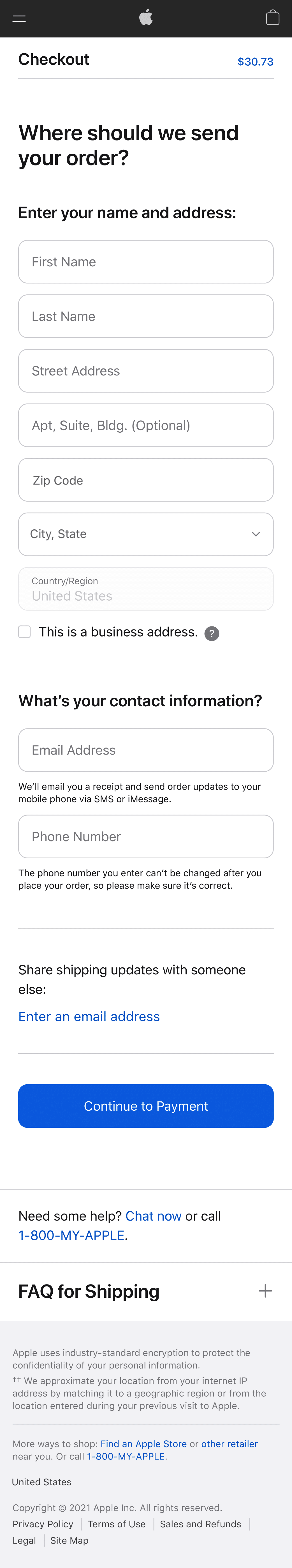 Mobile screenshot of Apple