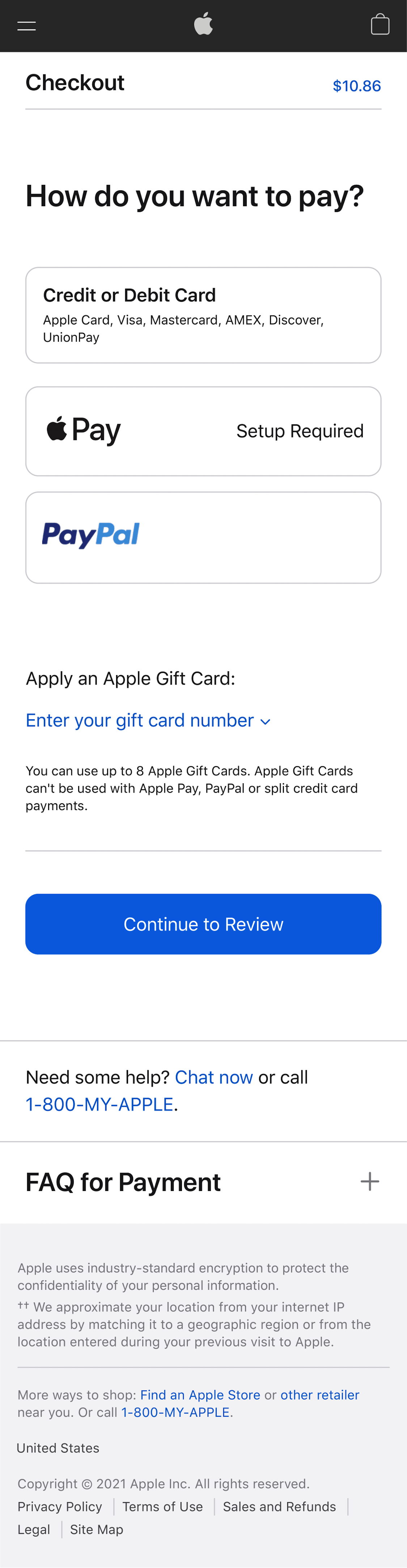 Mobile screenshot of Apple