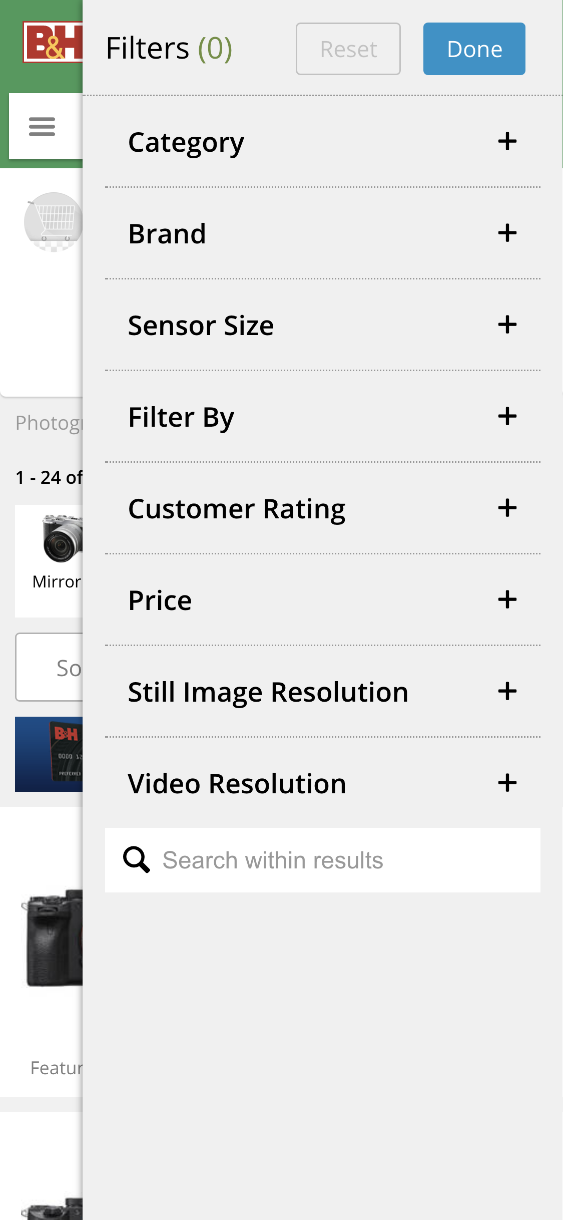 Mobile screenshot of B&H Photo