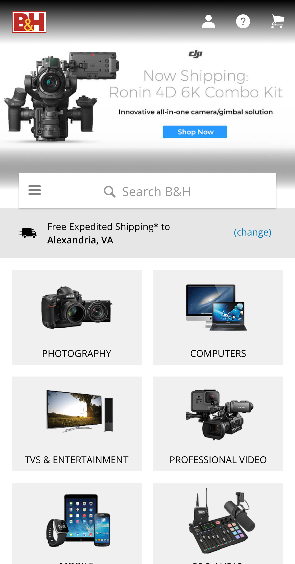 Mobile screenshot of B&H Photo