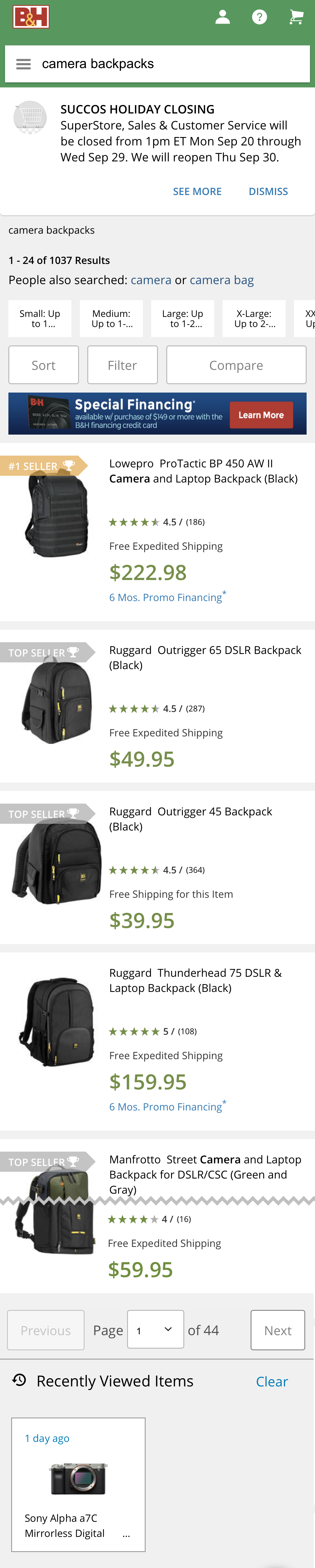 Mobile screenshot of B&H Photo