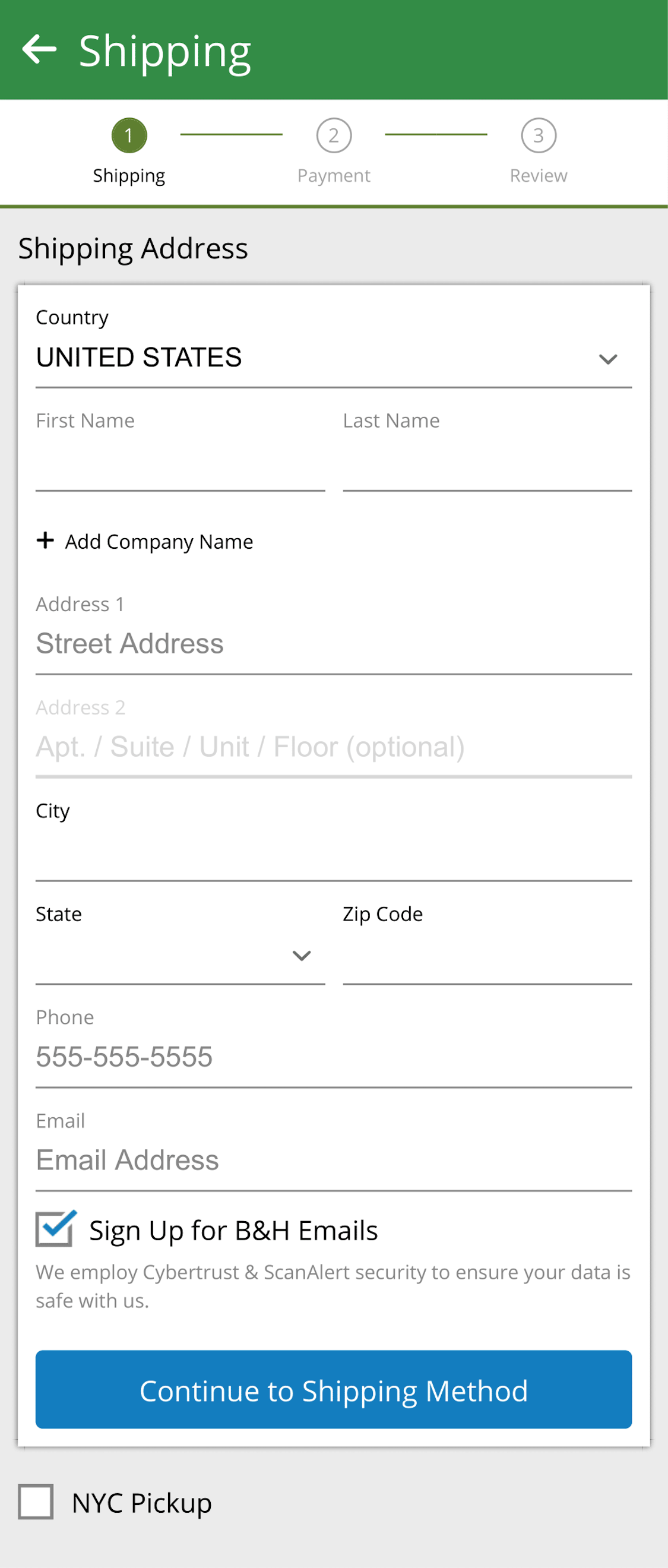 Mobile screenshot of B&H Photo