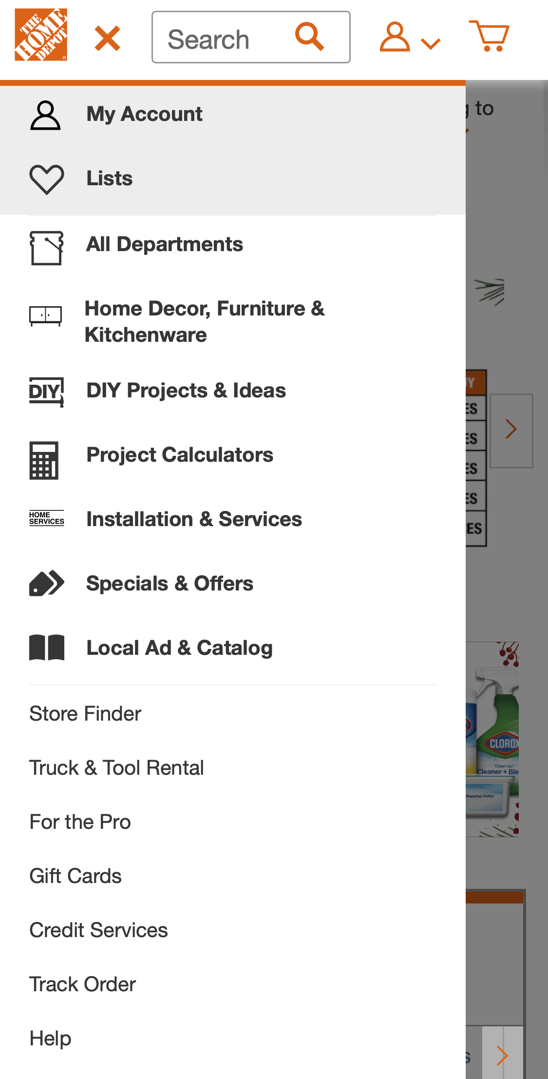 Mobile screenshot of Home Depot