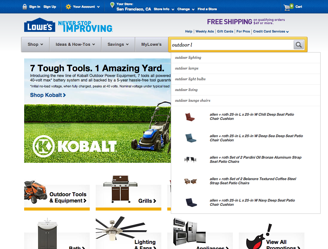 Desktop screenshot of Lowe’s
