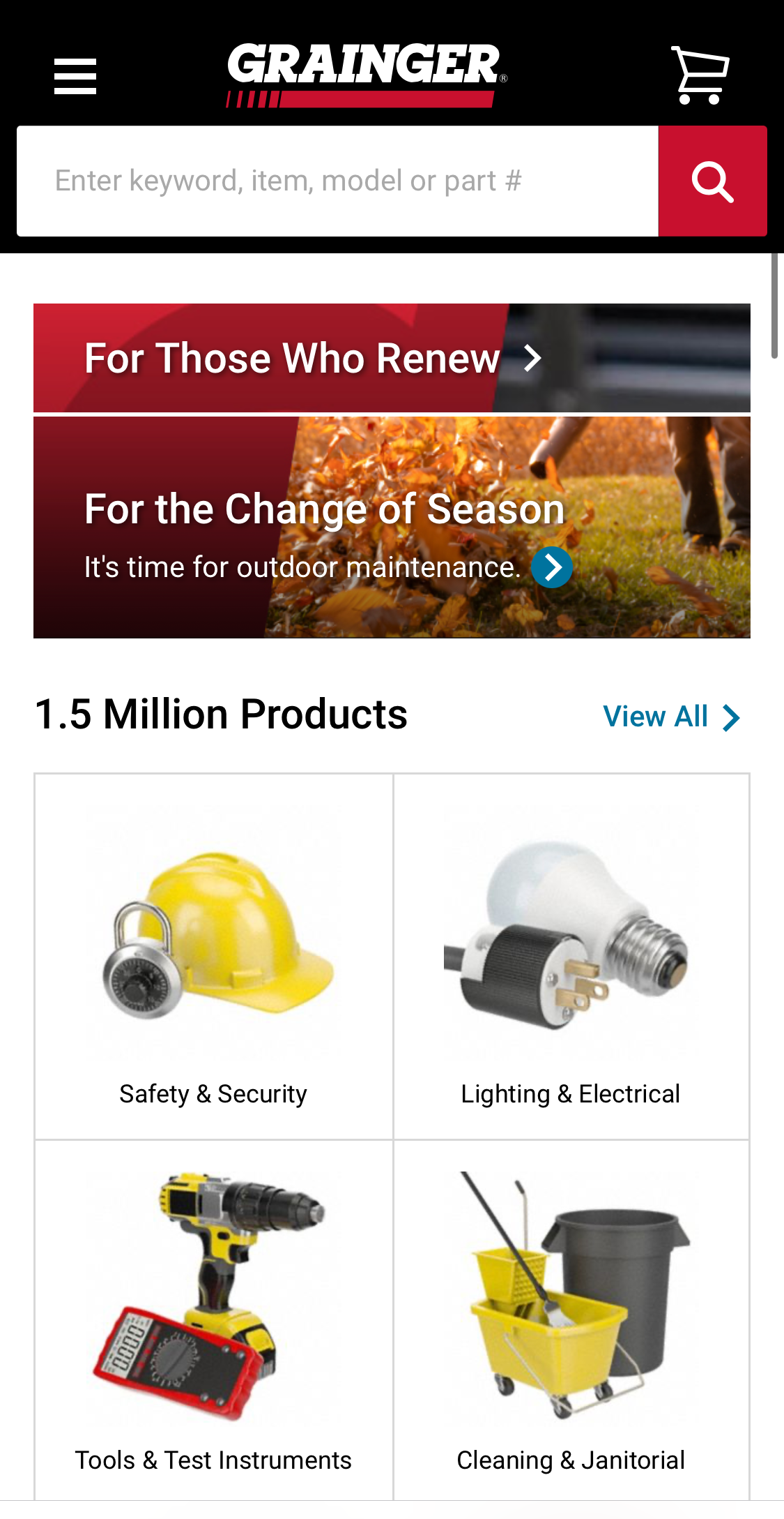 Grainger’s Mobile Search Field 208 of 660 Search Field Examples