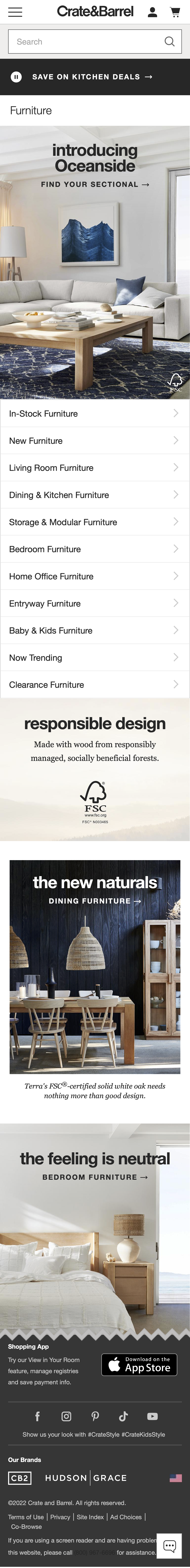 Mobile screenshot of Crate & Barrel