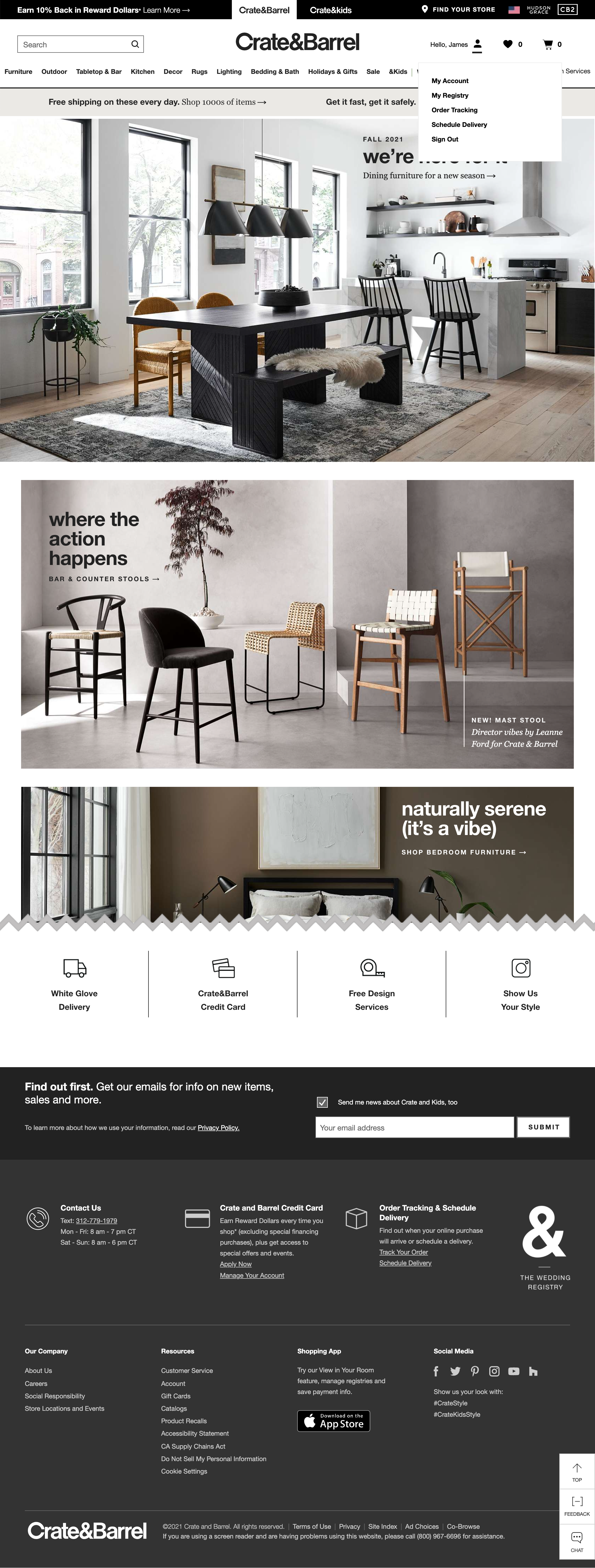 Desktop screenshot of Crate &amp; Barrel