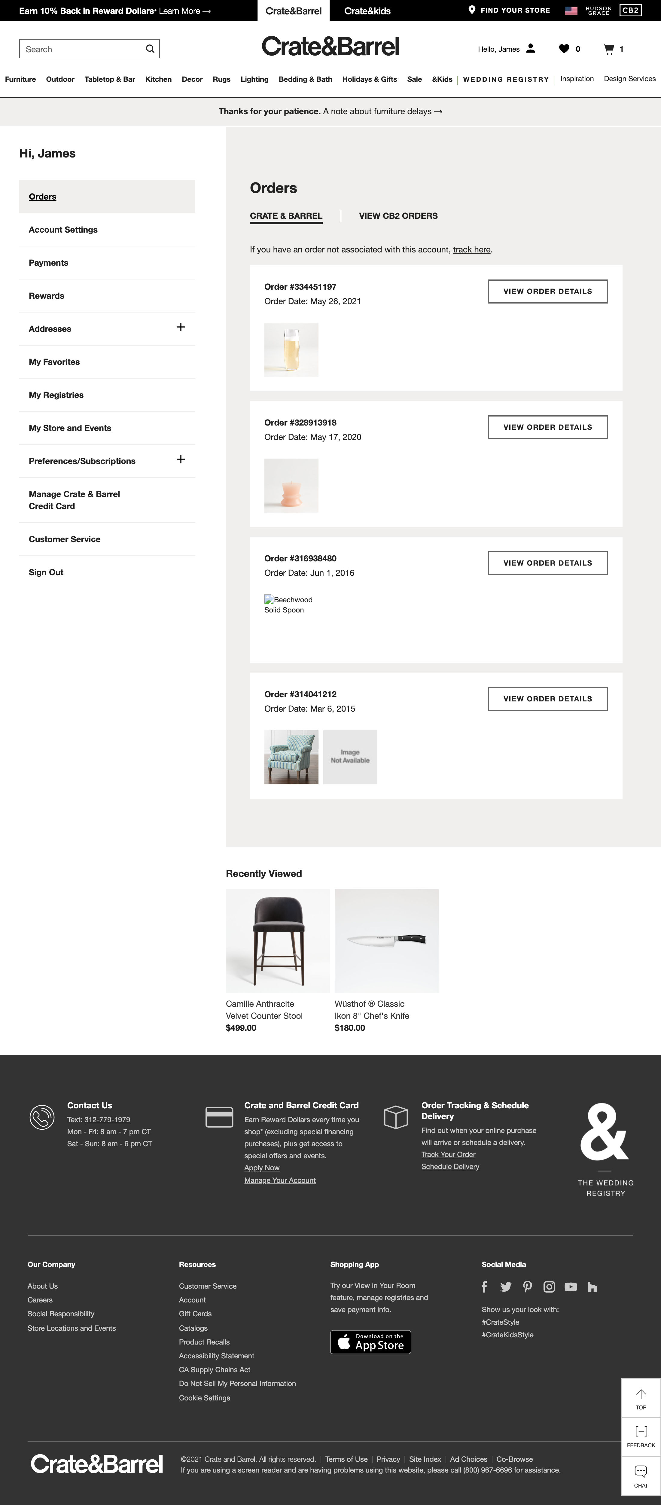 Desktop screenshot of Crate &amp; Barrel