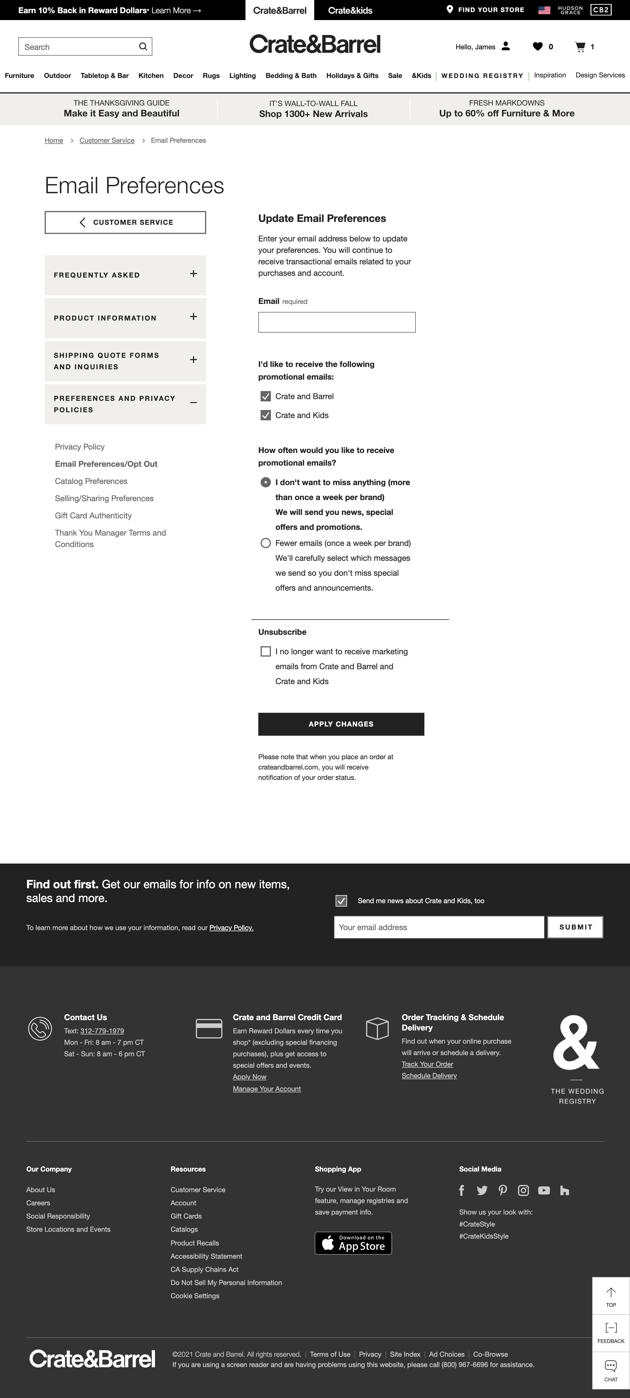 Desktop screenshot of Crate &amp; Barrel