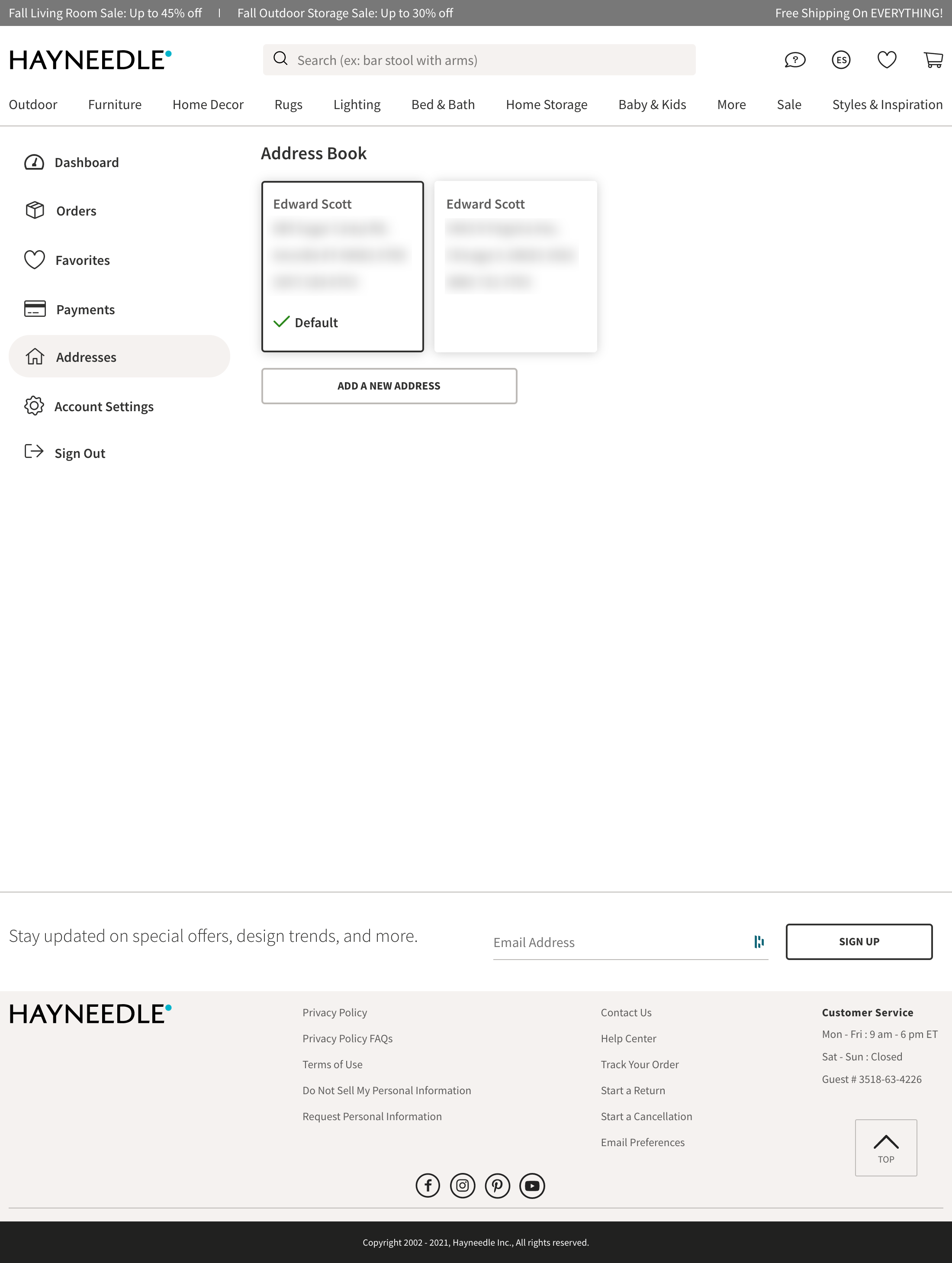 Hayneedle’s Address Book 306 of 428 Address Book Examples Baymard