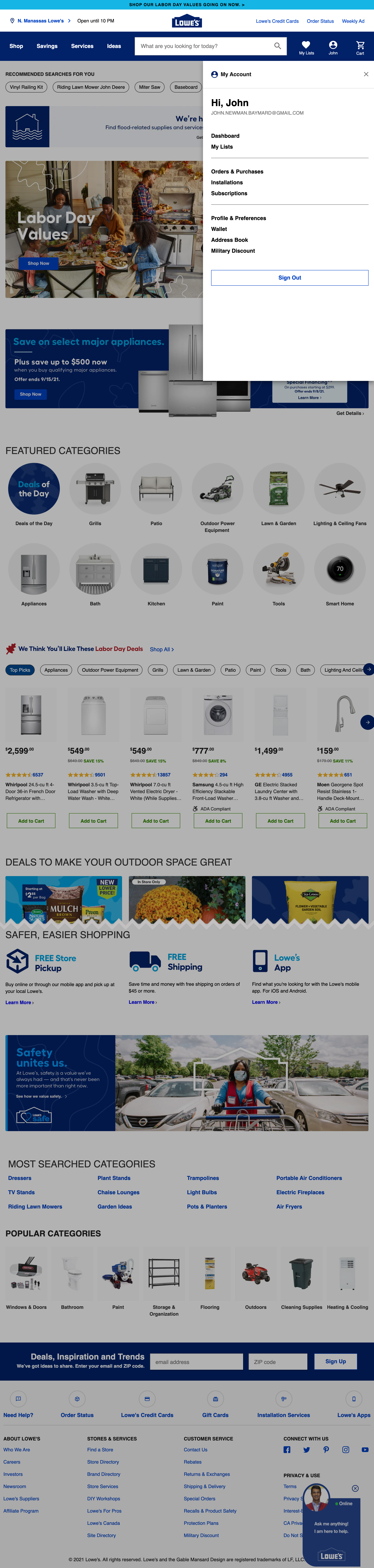 Desktop screenshot of Lowe’s