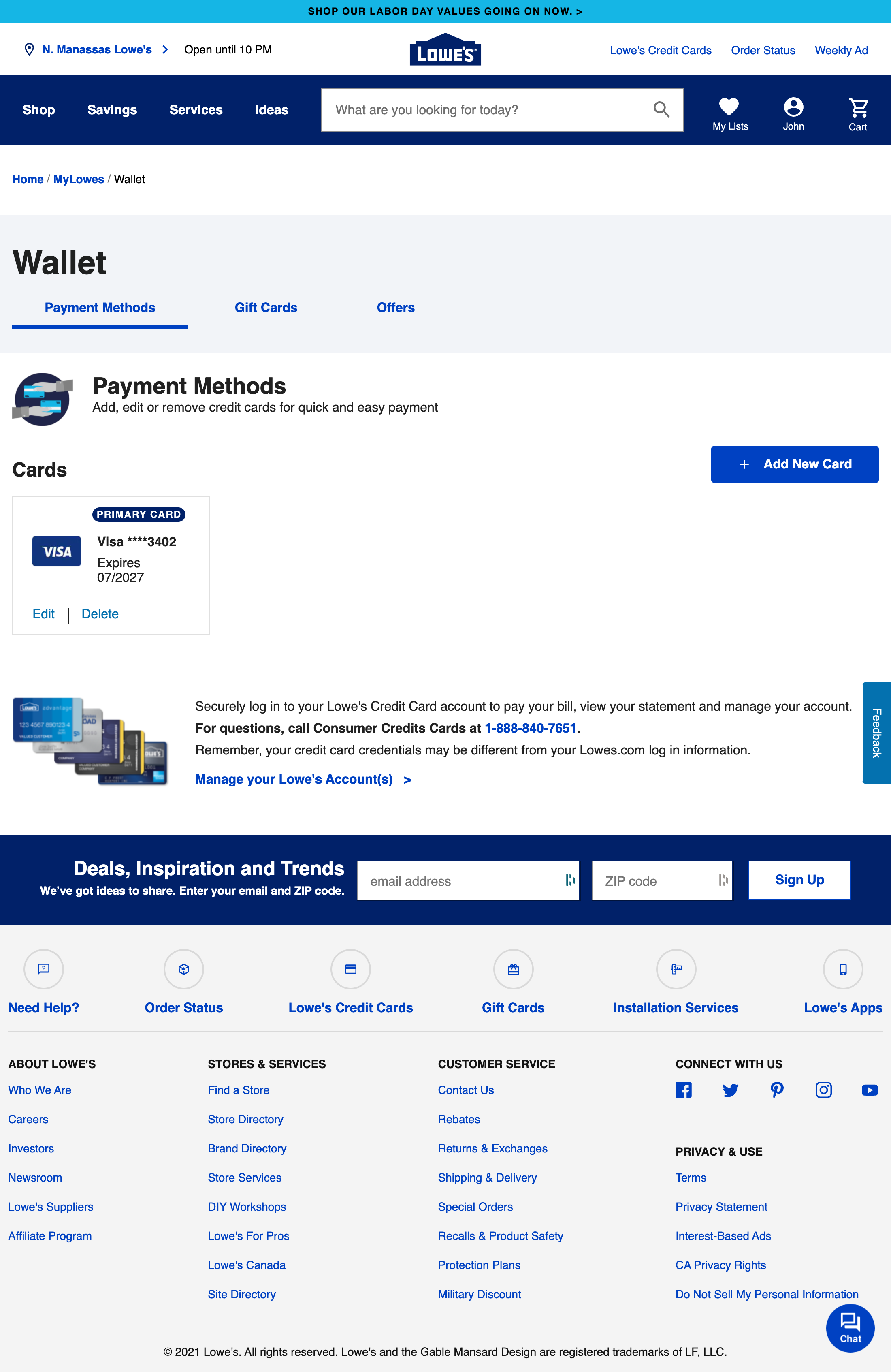 Desktop screenshot of Lowe’s