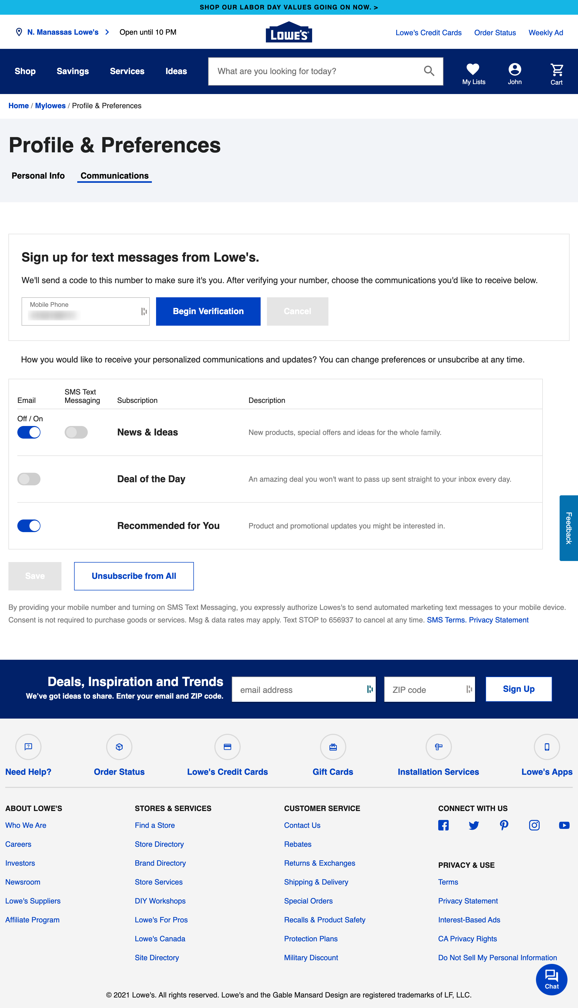 Desktop screenshot of Lowe’s