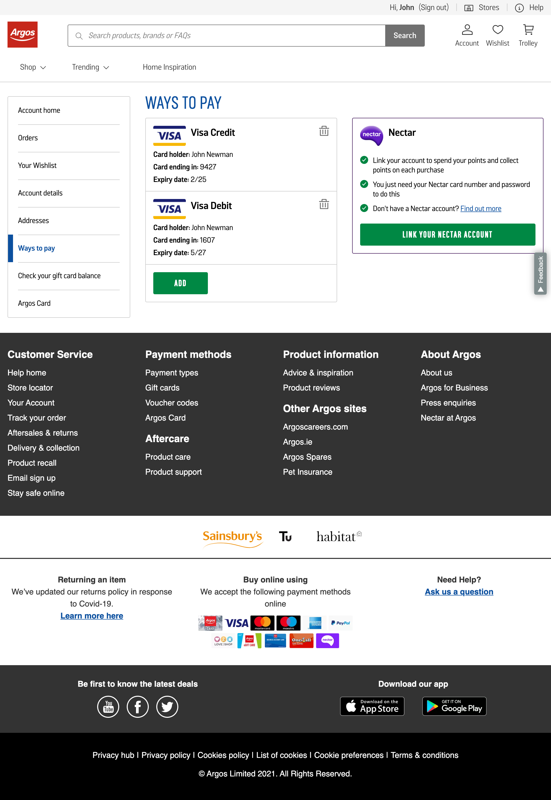 Argos’ Stored Credit Cards 131 of 209 Stored Credit Cards Examples Baymard Institute
