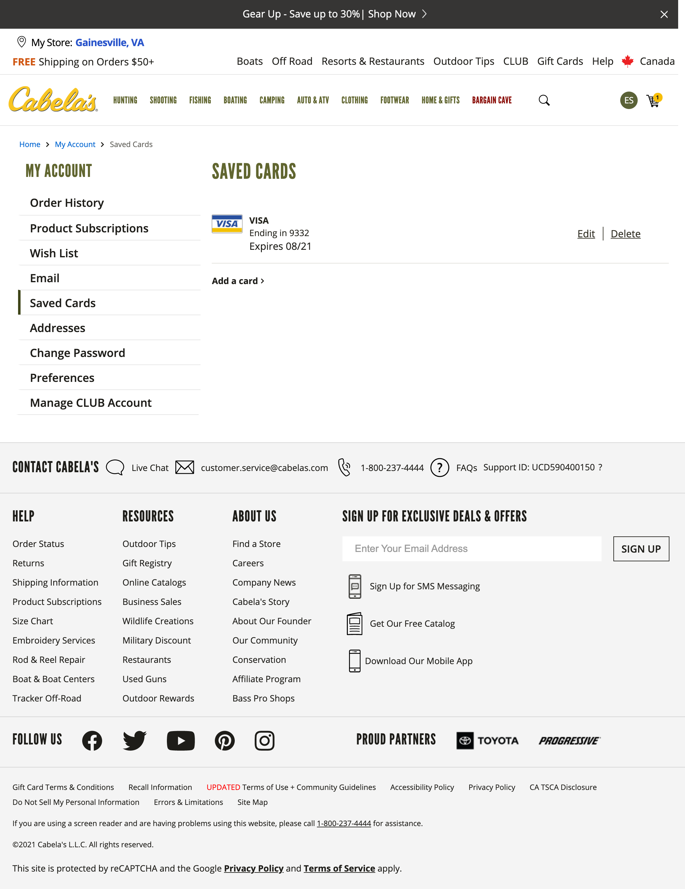 Cabela Credit Card Login