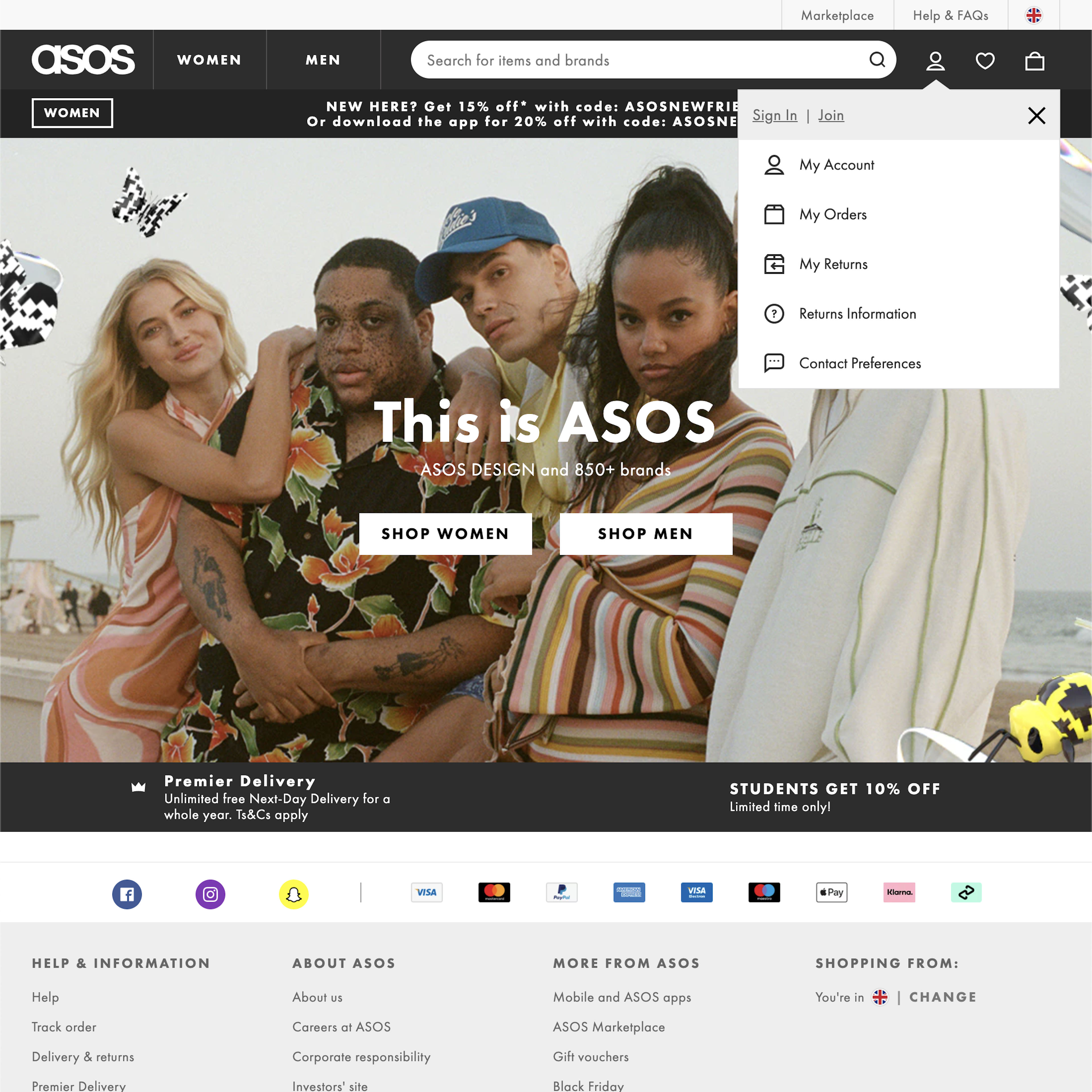 Desktop screenshot of ASOS