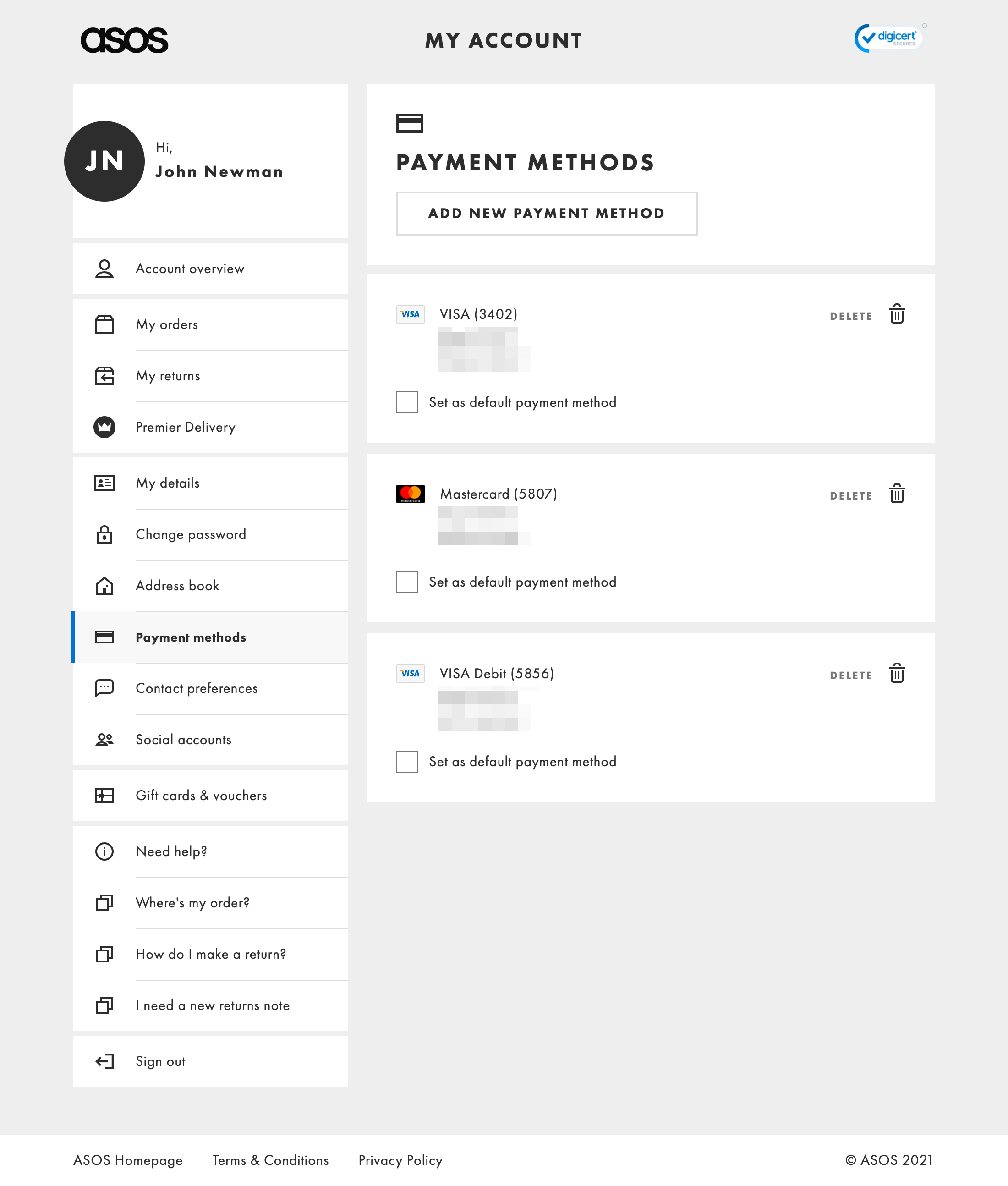 ASOS’ Stored Credit Cards 156 of 245 Stored Credit Cards Examples