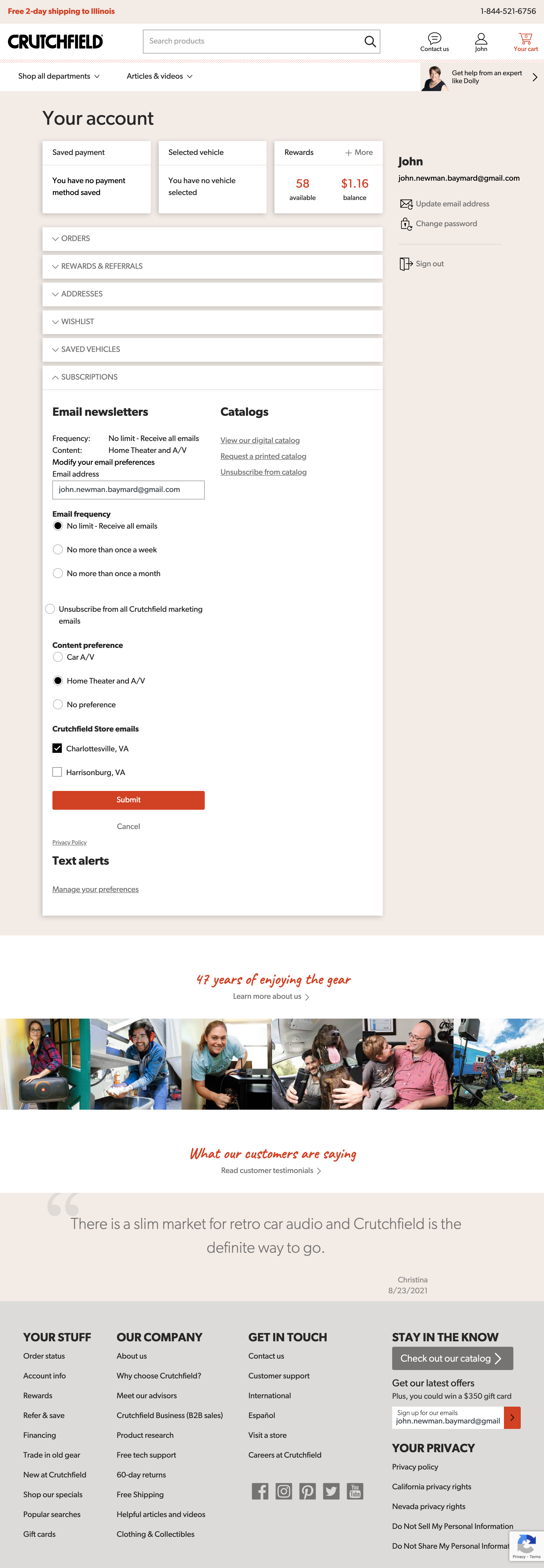 Crutchfield’s Newsletter Management 183 of 287 Newsletter Management