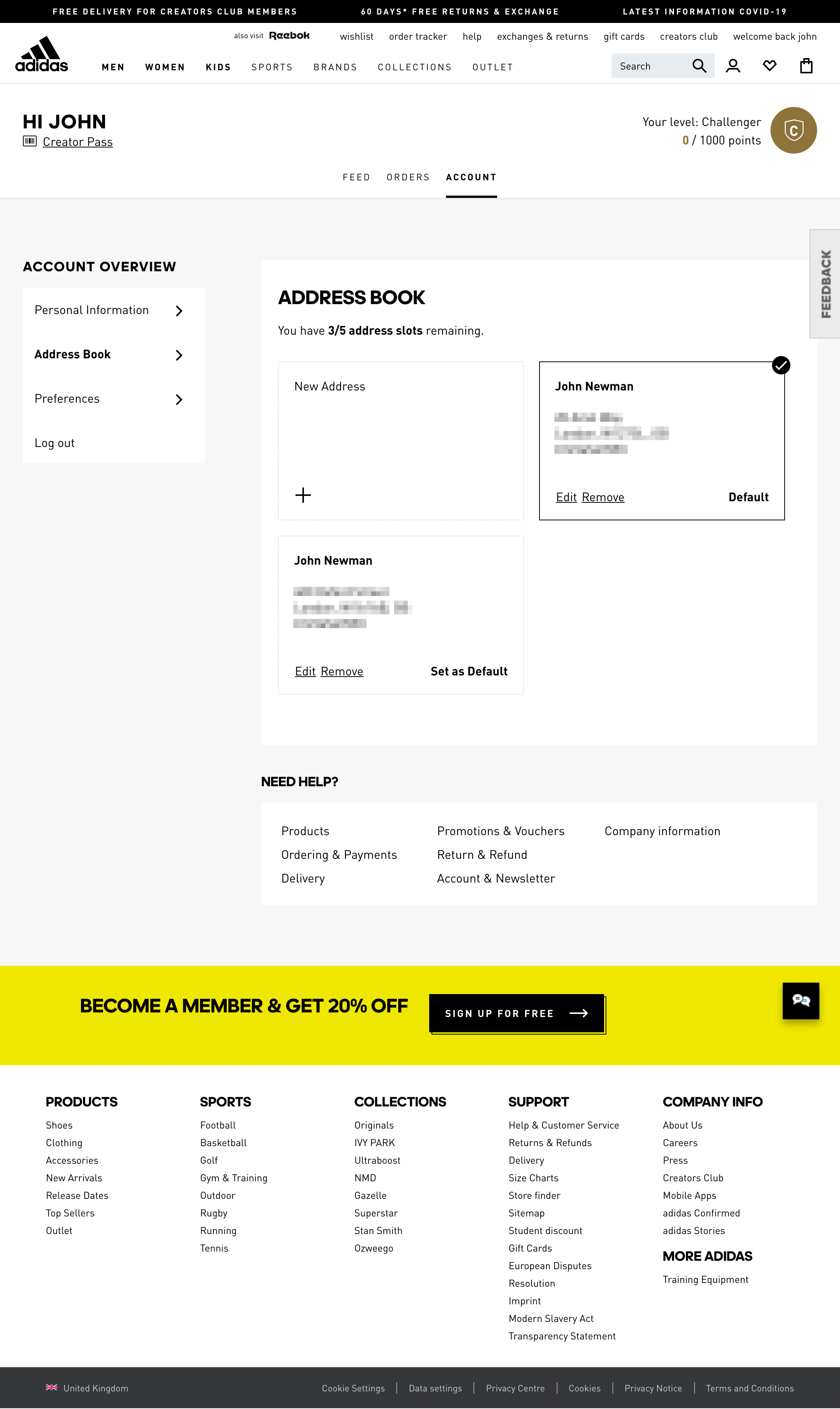 Adidas store wrong address