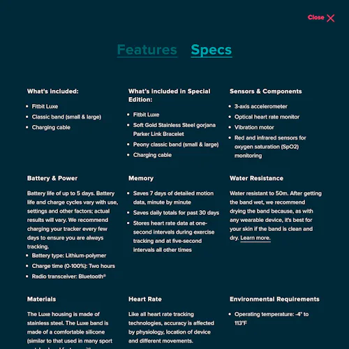 191 ‘Spec Sheet’ Design Examples – Baymard Institute