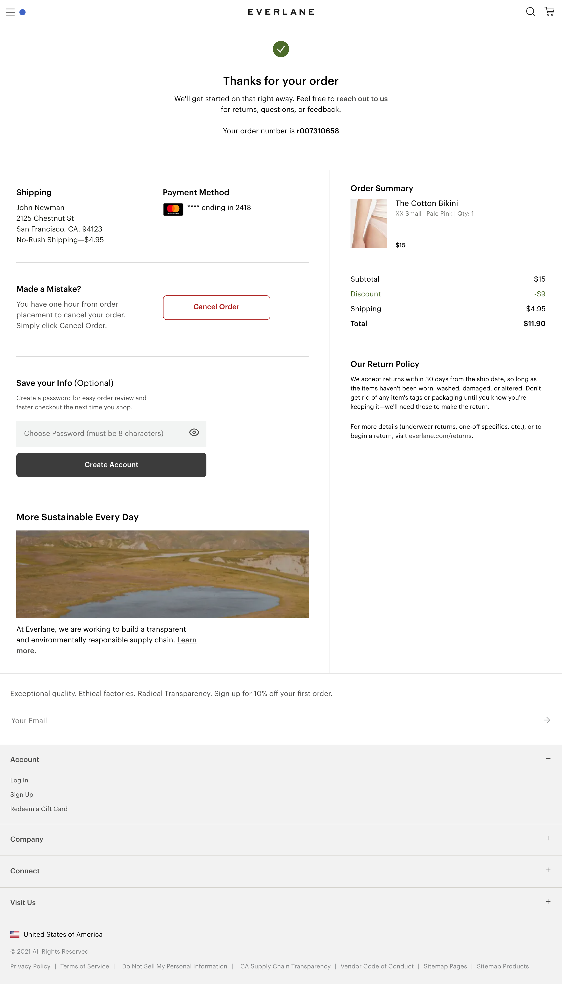 Everlane’s Receipt / Order Confirmation 389 of 656 Receipt / Order Confirmation Examples