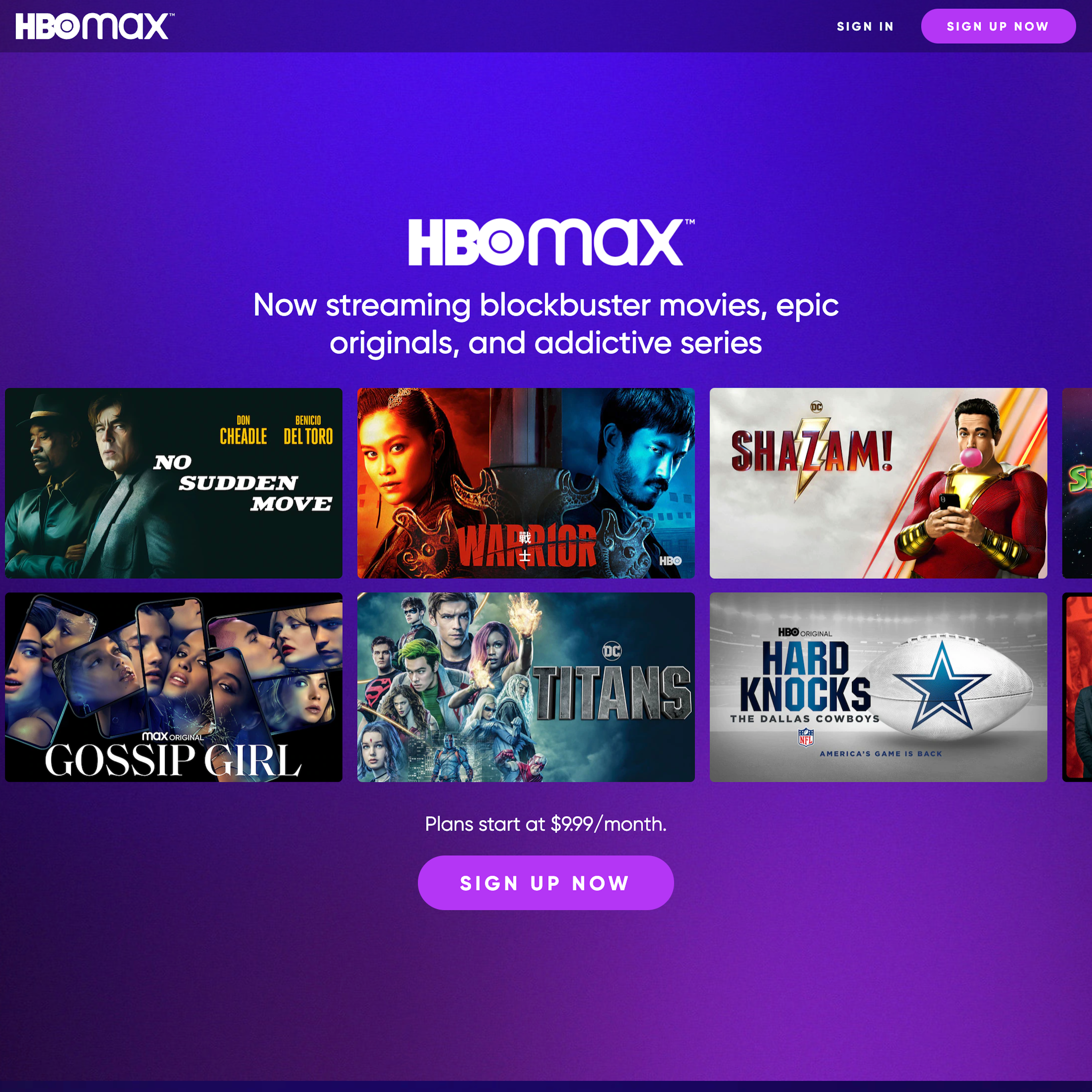 Desktop screenshot of HBO Max
