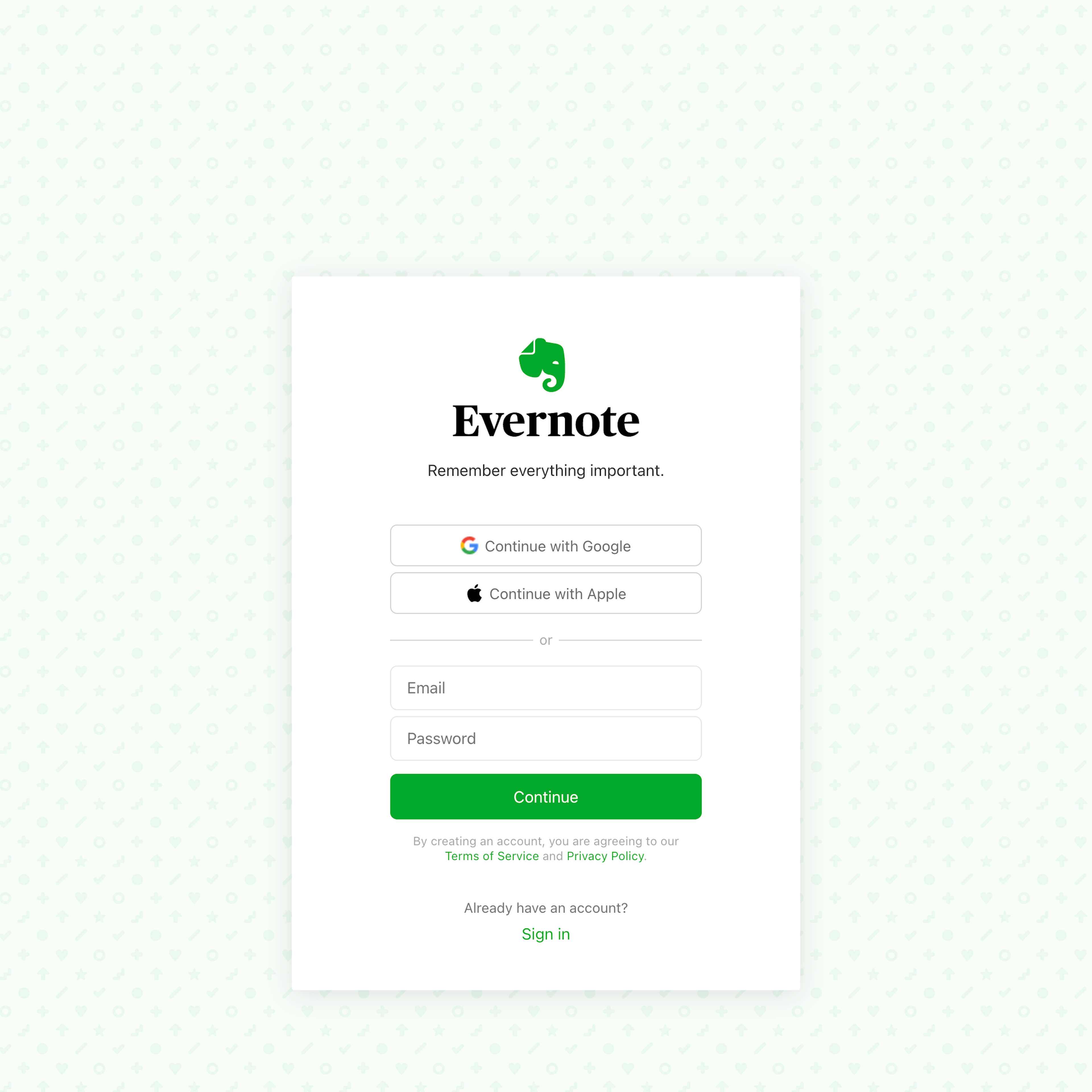 Desktop screenshot of Evernote